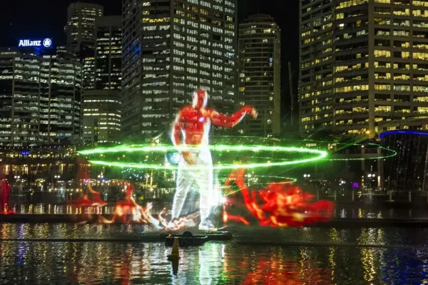 projection sur écran d'eau à vivid sydney festival 18