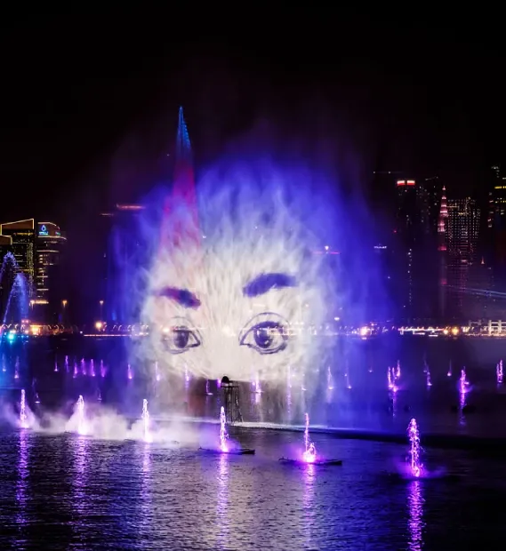 projection on water screen at opening show fifa world cup doha 2